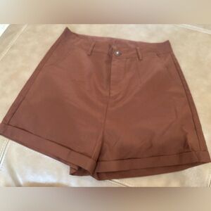 Brown minimalist boxy wide leg 2 inch Shorts